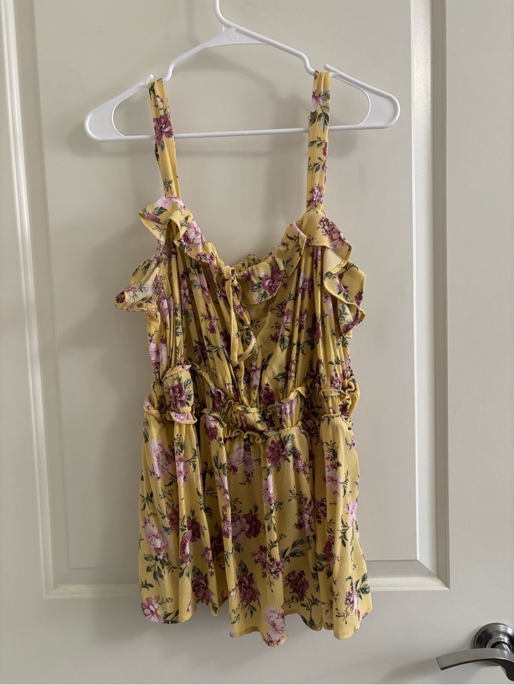 torrid Yellow Floral Ruffle Sundress with Pink Accents